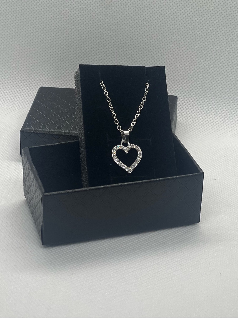 LondonOne Reversible Heart Pendant Necklace Silver Tone Rhinestone New with Tags